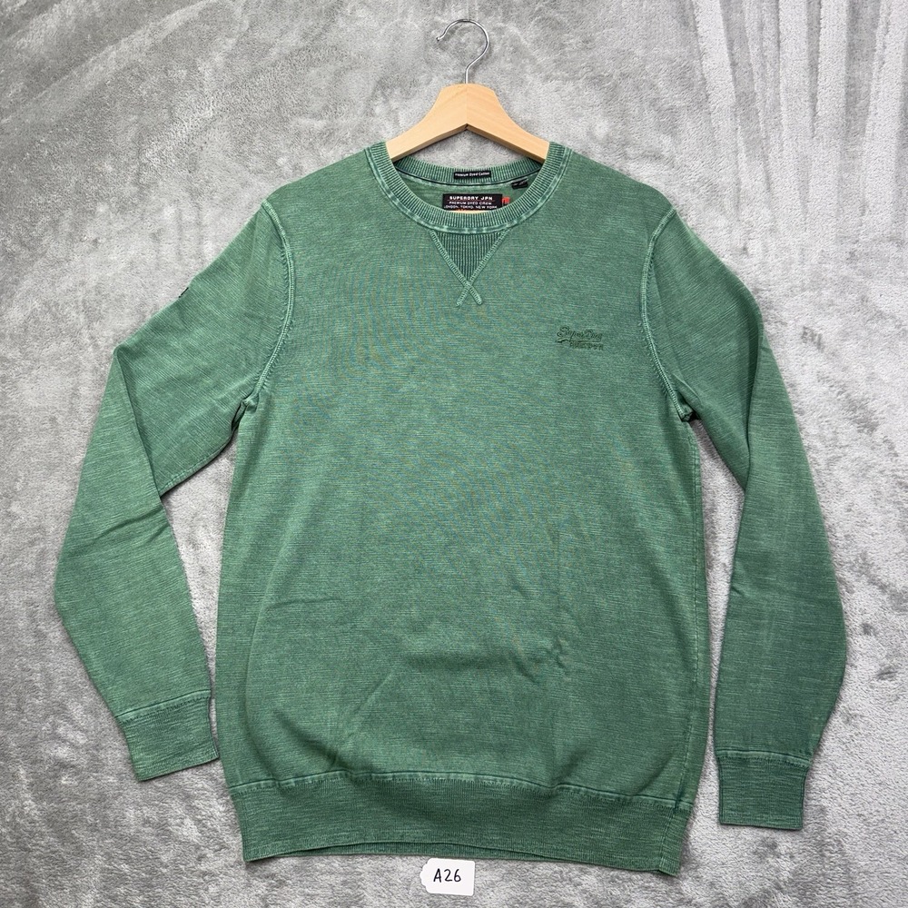 Superdry Sweatshirt Large Mens Green British Design Crewneck Pullover Fleece
